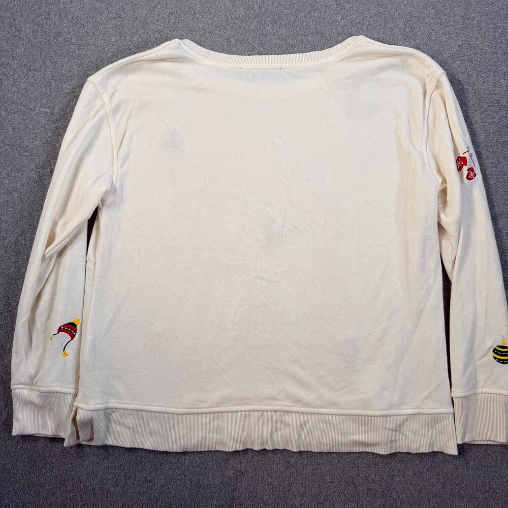 Jane + Delancey Women's Medium Cream Christmas Holiday Embroidered Sweatshirt - Picture 10 of 10